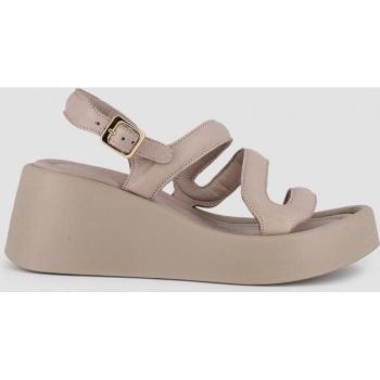 Sandalias de cuña de mujer de piel en beige