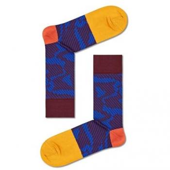 Calcetines Dressed Tech Happy Socks - Estampado Geometría Abstracta Granate, Talla 39-42, Multicolor y Compresión Unisex Adulto