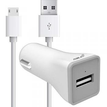 MOBILE+ Cargador para Coche Compatible con Smartphones, 1A + Cable microUSB 1 Metro MB-1009