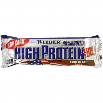 Weider 40% Protein Low Carb. Barrita alto contenido en proteínas sin hidratos de carbono. 40% de proteínas por barrita. Sabor Chocolate