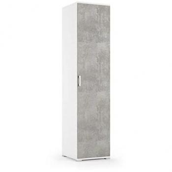 Columna de Almacenamiento Polivalente Blanca 45 cm con 1 Puerta Efecto Hormigón
