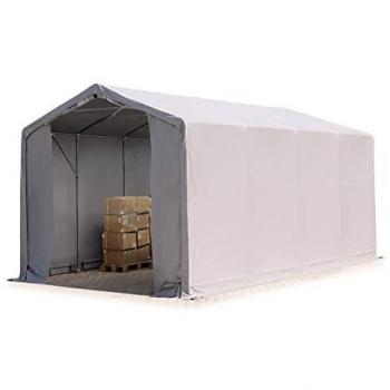 Carpa Industrial 4x8 m con Altura Lateral de 3 m y Puerta con Cremallera, PVC 850, Impermeable, Gris