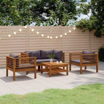 5-Piece Solid Acacia Wood Garden Lounge Set with Cushions