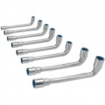 Silverline Juego de Llaves de Tubo Acodadas 8 Piezas con Agujero Pasante, Medidas de 8 a 19 mm para Acceso a Tuercas Difíciles