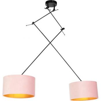 Lámpara colgante de terciopelo rosa y oro 35 cm - Blitz II