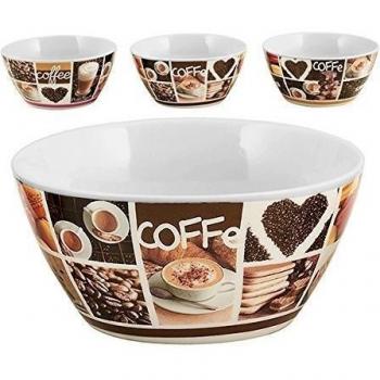 HOME Cuenco para Cereales, decoro Caffee, 450 ml, Porcelana, Multicolor/Multicolor, 14 x 15 x 15 cm