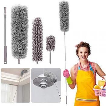 Tencoz Plumero Atrapapolvo Extensible, Aleatorios Plumero Microfibra Plumero de Limpieza con Mango de Acero Inoxidable de 2m, Plumero Lavable y Ligero para TechoTelaraña, Persiana ,Muebles ,Coche