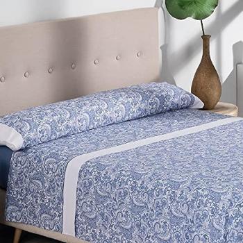 Juego de Sábanas 3 Pzs Nalui Azul Polycotton Suave y Transpirable - Lavable a 30º y Fácil Planchado para Cama de 135cm