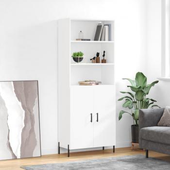 Aparador alto de madera contrachapada blanco 69,5x34x180 cm