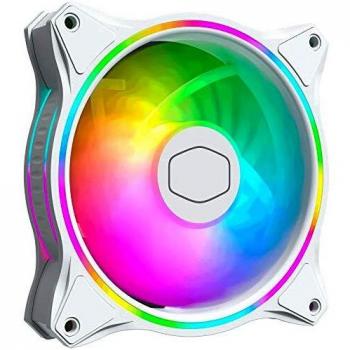 Cooler Master MasterFan MF120 Halo Edición Blanca ARGB: Ventilador de Caja y Refrigerador, Doble Anillo Iluminación ARGB, Diseño Aspa Híbrido, Sensor Protección y Amortiguador Vibración, 120mm Blanco