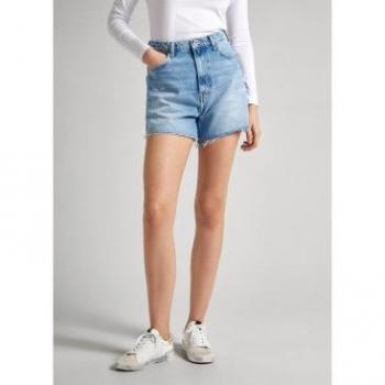 Short Line Slim azul con roturas y detalles desgastados de Pepe Jeans