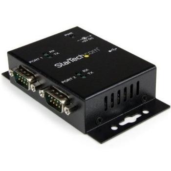 StarTech.com Concentrador Hub Industrial de 2 Puertos Serie Serial RS232 a USB Montaje Riel DIN Pared