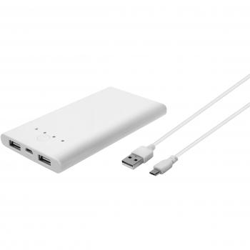 Neoxeo X370H37041 - PowerBank 6000mAh con indicador de carga LED, batería de Polymero, incluye cable micro USB de carga. Color Blanco