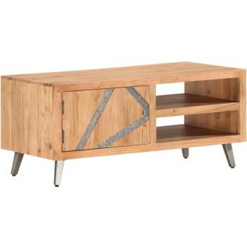 Mesa de centro de madera maciza de acacia 90x45x40cm Marrón, ideal para salón o comedor, diseño auxiliar y funcional