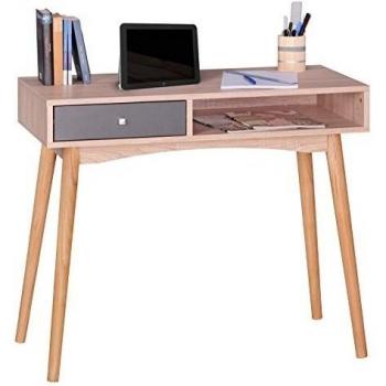 FineBuy Escritorio 90x78x45 cm Roble Sonoma | Mesa de Oficina Moderna con cajón | Mesa de despacho pequeño
