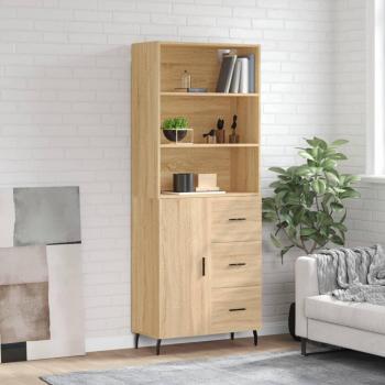 Aparador alto de madera contrachapada color roble 69,5x34x180 cm