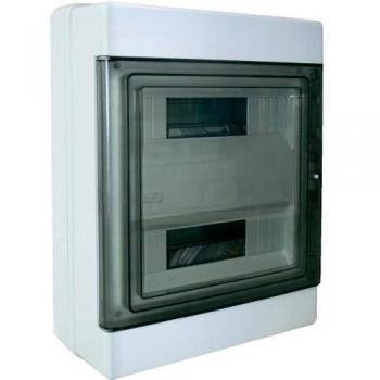 Armario de Superficie Estanco IP65 para 24 Módulos, Dimensiones 390x290x140mm, ABS con Tapa Transparente