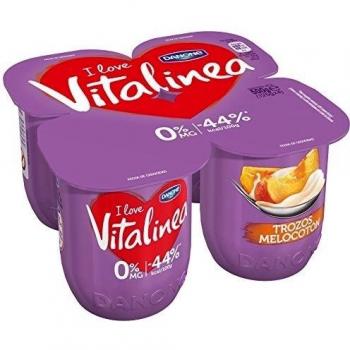Danone Vitalinea -  Yogur Con Melocotón, Desnatado, 4 x 125 g