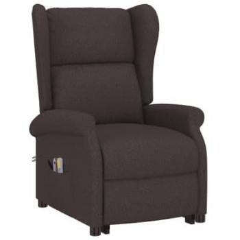 Silla de masaje elevable de tela marrón oscuro