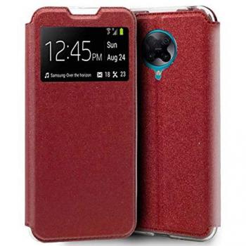 Funda Libro Soporte con Ventana para Xiaomi POCO F2 Pro Color Roja