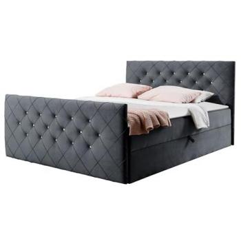 Cama Continental Baltimore 158 Doble Tapizada Gris con Somieres 160x200 cm