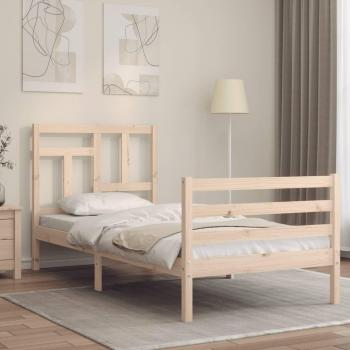 Estructura de cama con cabecero de madera maciza vidaXL