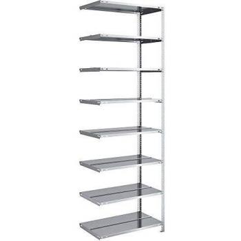 Estantería atornillable doble cara zincada para oficina H2550xB750xT600mm, 8 estantes, capacidad de carga 90 kg