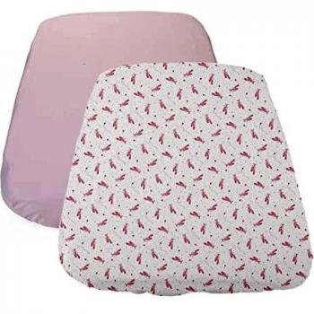 Juego de Sábanas Bajeras Compatibles con Chicco Next2Me Forever, 2 Piezas, 58 x 110 cm, Algodón, 2 Sábanas Minicuna con Bordes Elásticos, Accesorios Colchón Recién Nacido +0 Meses, Blanca y Rosa