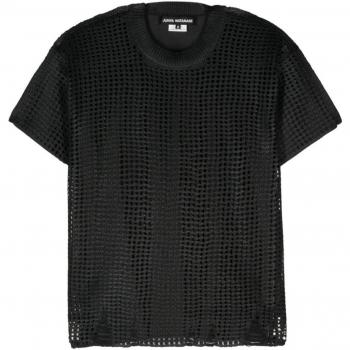 Junya Watanabe Women's Open-Knit Crewneck T-Shirt in Black | Size Small | JMN009