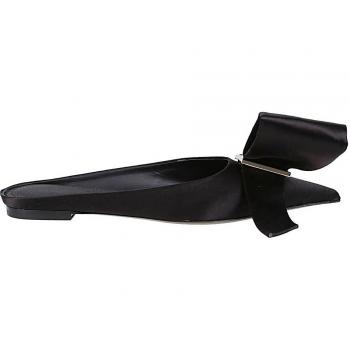 Ferragamo Women's Maxi Bow Leather Slippers Sandal in Black, Size 9, Style 01F792
