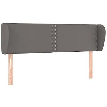 Cabecero de cuero sintético gris con orejas 147x23x78/88 cm