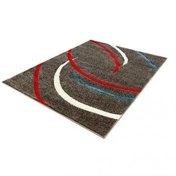 Alfombra diseño moderno salón Moda mano PHC Carved hoz gris rojo turquesa Öko Tex Diferentes Tamaños, polipropileno, Grau Rot Türkis Creme, 240 cm_x_340 cm