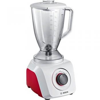 Batidora de Vaso Bosch SilentMixx MMB21P0R, 500W, Capacidad de 2.4 Litros, Nivel de Ruido de 69 Decibelios, Plástico Resistente Libre de BPA, Dos Velocidades Ajustables, Color Rojo y Blanco