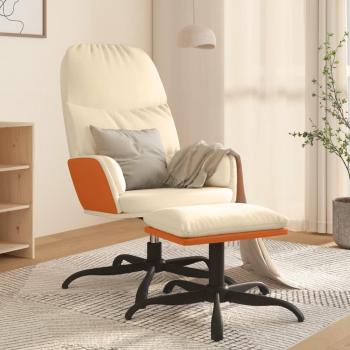 Sillón de relax con reposapiés de tela color crema vidaXL