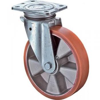 Rueda Giratoria 160 mm con Placa de Fijación, Capacidad de Carga 600 kg, Banda de Poliuretano BS Rollen