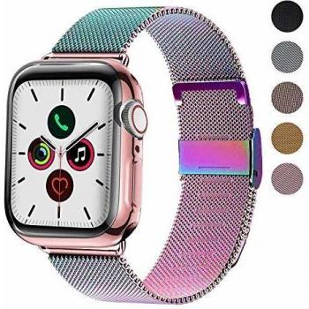 Waband Compatible con Watch Correa 44mm 42mm, Ajustable Pulseras de Acero Inoxidable con Imán Compatibles con Watch Series 5/4/3/2/1, Vistoso