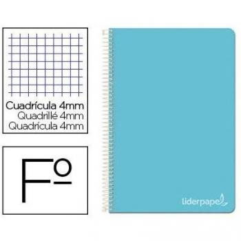 Cuaderno Espiral Liderpapel Folio Witty Tapa Dura 80h Cuadro 4mm Celeste