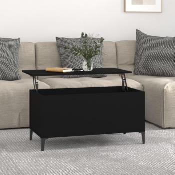 Mesa de centro de madera contrachapada 90x44,5x45 cm en color blanco y negro, acabado brillante, ideal para salón o comedor, también como mesa auxiliar o de café
