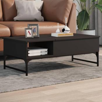 Mesa de centro Salón Negro 100x50x35 cm Multicapa Madera y Metal