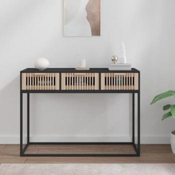 Mesa consola negra 105x30x75 cm de multicapa de madera y hierro