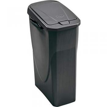 Papelera Ecobin 25L con Tapa y Sistema de Separación de Residuos, Color Gris Antracita