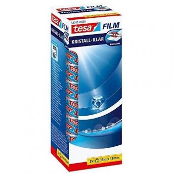 Pack de 8 rollos de cinta adhesiva transparente Tesa, 33 m x 19 mm, alta resistencia y durabilidad