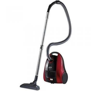 AEG Equipt - Aspirador con bolsa AA con cepillo Parketto, color negro ébano y rojo