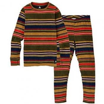 Burton - Conjunto de ropa interior térmica de forro polar para niño, Niños, color gris a rayas, tamaño small