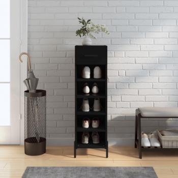 Zapatero negro de madera multicapa 30x35x105 cm