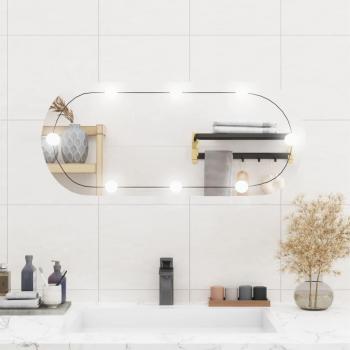 Espejo de pared ovalado con luces LED 35x80 cm vidrio plateado