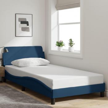 Estructura de cama con cabecero sin colchón azul 100x200 cm Tela