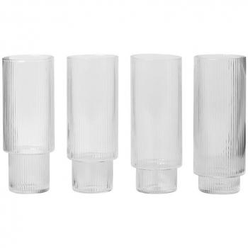 Ripple Long Drink glasses 30 cl x 4 by Ferm Living