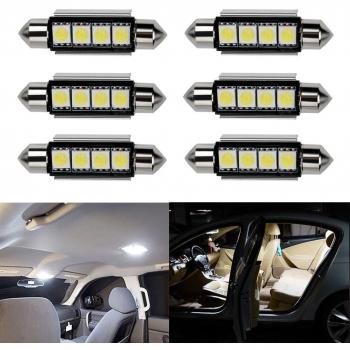 Ralbay 6 x 42mm LED Canbus 4SMD 5050 Luz Interior de Coche Festón Lámpara Blanco Numero de Canbus c5w luz de la Placa del Adorno de la boveda del Bulbo de 12V Auto-Dome Bombilla