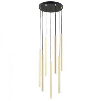Lámpara de Suspensión Selter EPIKASA, Acero con Recubrimiento de Polvo, Negro y Oro, 30x130x30 cm